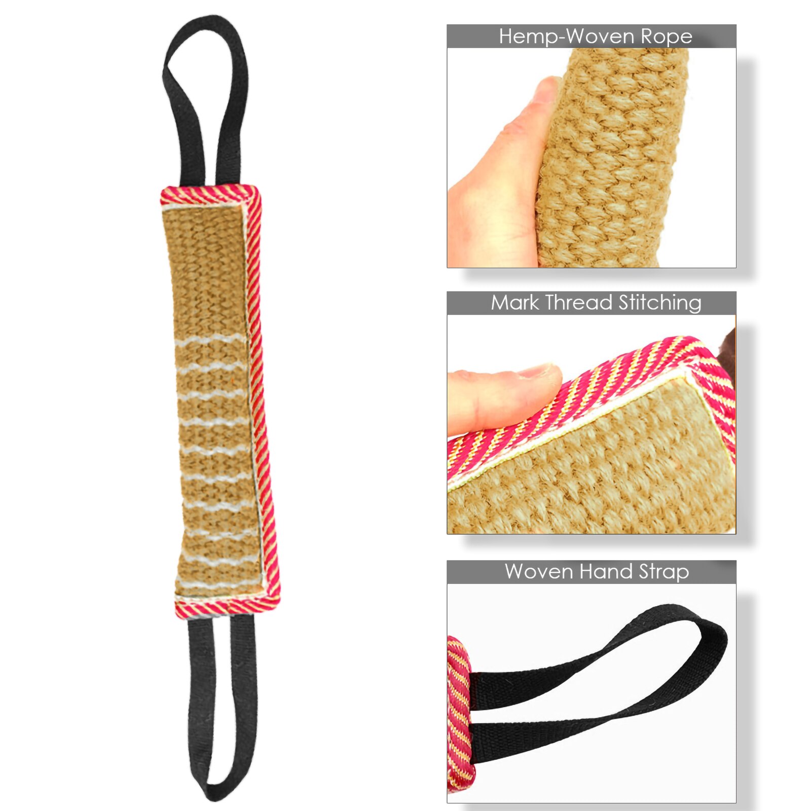 Dog Bite Tug Toy Jute K9 Tug Toy With Two Handles For Adult Dogs Puppies Teeth Healthy For Dogs Pet Training Play Throw 2 Size