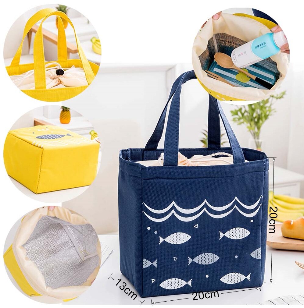 Portable Stainless Steel Lunch Storage Snack Tiffin Box Lunchbox Bag Bento Boxes Dinner Food Container Microwave For Kids Adults: bag-blue