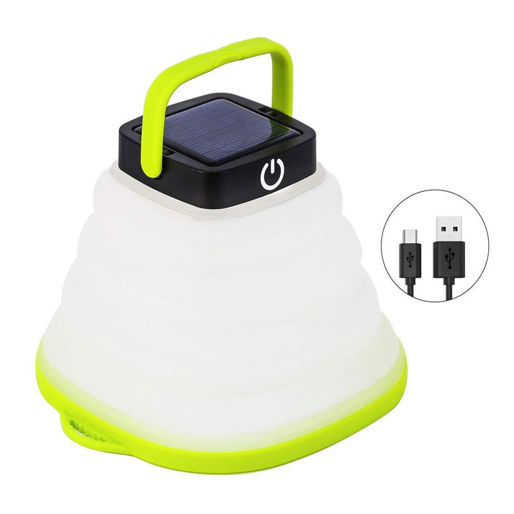 Camping Light LED Mini Waterproof Folding Solar Powered Lantern LED Hanging Flashlight Tent Lamp USB Port Portable Night Light