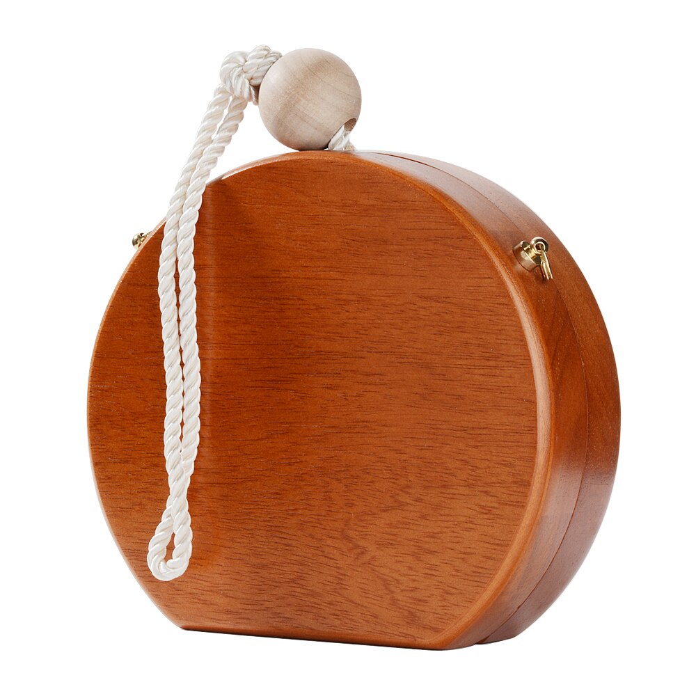 Wristlets Clutch Bag Runde Box Frauen Party Abendtasche String Umhängetasche Holz Material BG-020