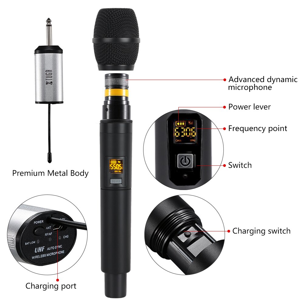 Dual Wireless Microphone, Plug & Play Portable Handheld Dynamic Karaoke Microphone System With Rechargeable Receiver 1256509649