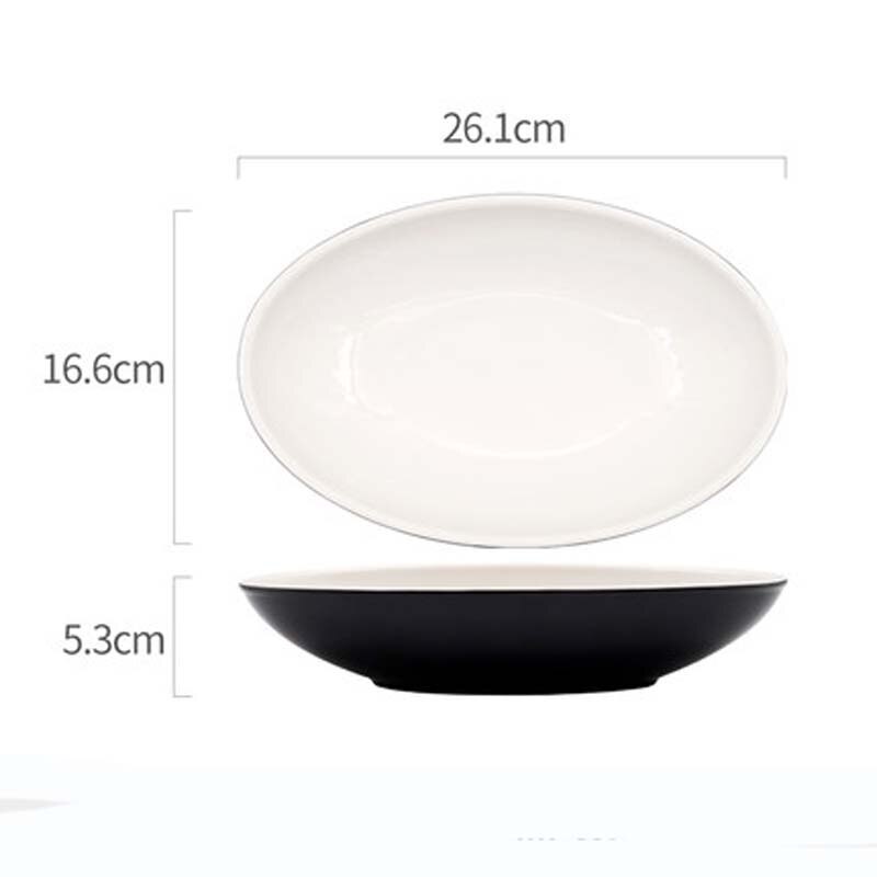 FANCITY Oval Long Fish Plate Household Steamed Fish Plate Nordic Commercial Restaurant Ceramic Japanese Large Dish Deep: 4