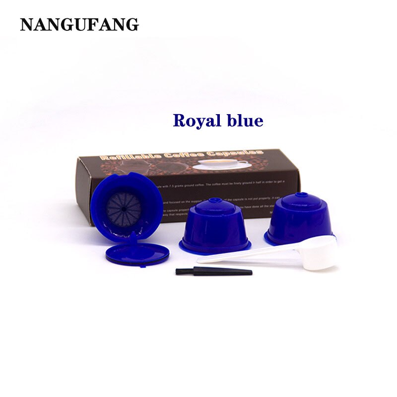 1/2/3pcs reusable coffee filter for Nescafe Dolce capsule filter cup with scoop brush cover，atible Genio Piccolo Esperta Mini Me: 3pcs Royal blue