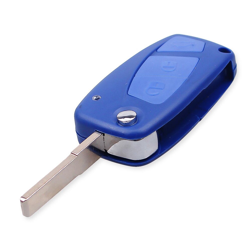 KEYYOU 3 Tasten Ersatz Flip Folding Remote-Car Key Shell Fall Für FIAT Punto Ducato Stilo Panda Auto Schlüssel Mit SIP22 Klinge: Blue