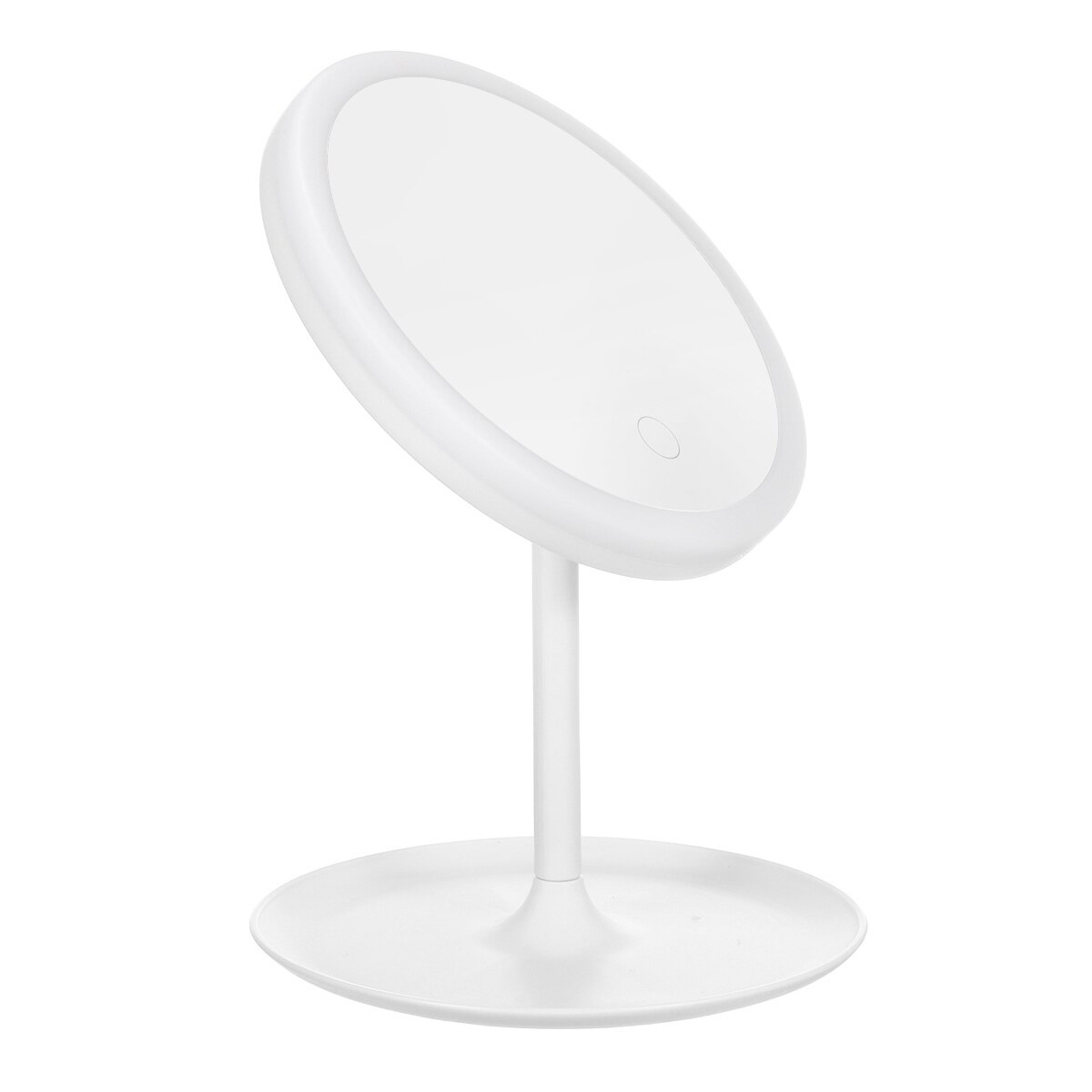 Espejo de maquillaje LED USB con luces pantalla táctil lámpara de espejo de maquillaje regulable Mesa espejo cosmético de belleza portátil: Blanco