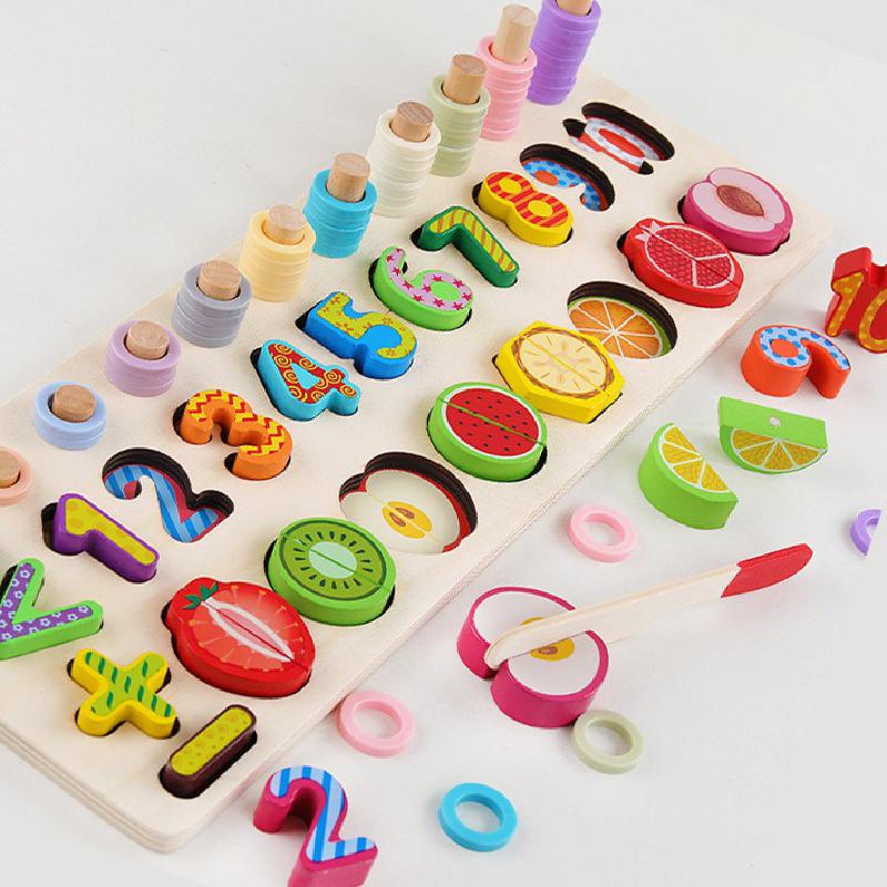 Giocattoli educativi in legno Montessori per bambini scheda matematica conteggio della pesca numeri forma digitale abbinamento educazione precoce giocattoli regalo per bambini