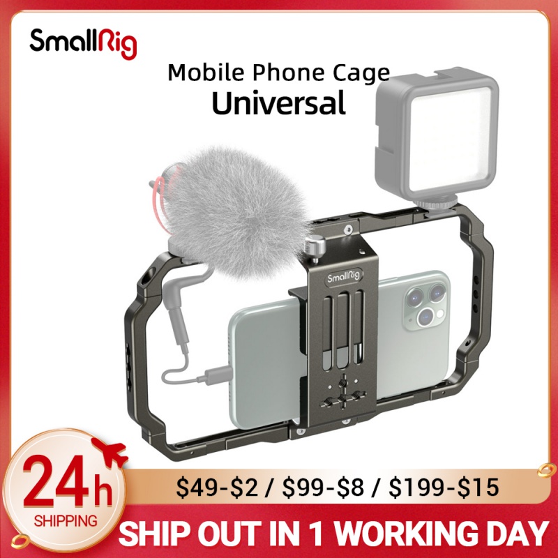 SmallRig Universal Mobile Phone Cage Smartphone Video Rig Filmmaking Vlogging Rig Case Stabilizer Alloy Grip Tripod 2791
