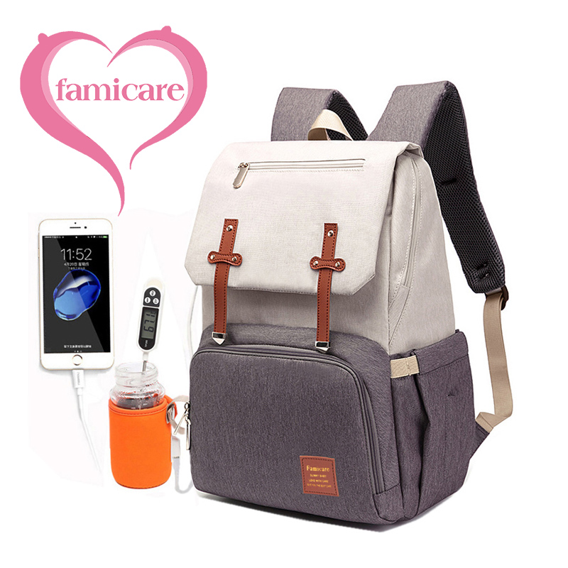 Sac à dos à couches pour bébé, sac de poussette pour maman papa, sac à main Oxford étanche, Kits de couches d'allaitement, sacs de maternité, support chauffant USB,