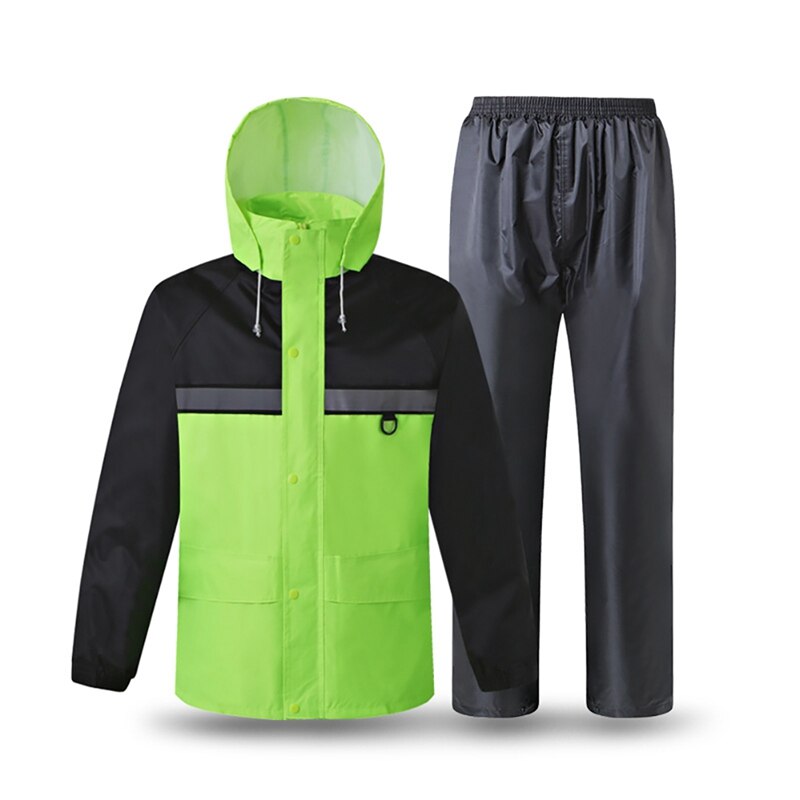 Reflective Rain Suit Hooded Long Sleeve Jacket Pants Kit High Visibility Traffic Safety Warning Raincoat Rainwear Suit