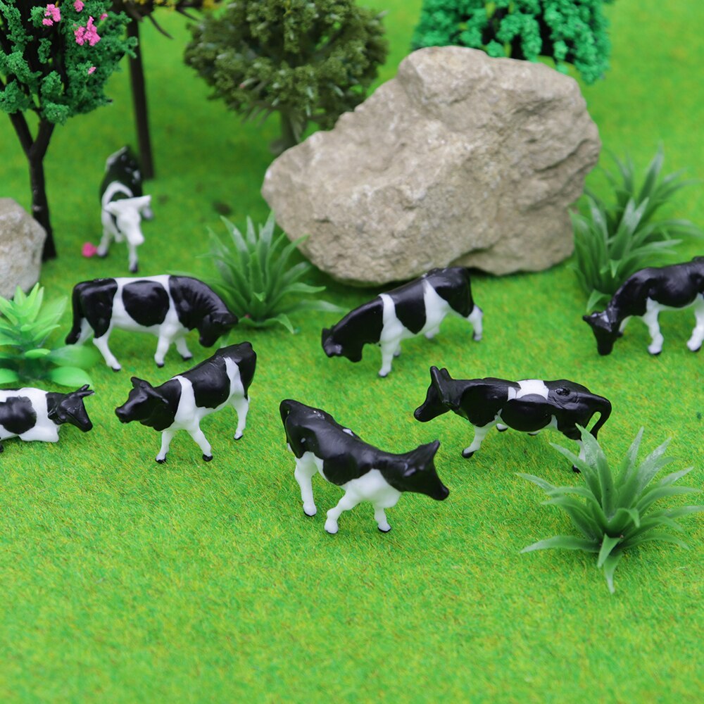 HO 1:87 Diorama Model Cows Horse Sheep Plastic Animal Toys DIY Model Making Sand Table Building Layout Farm Scene 10pcs/lot: black