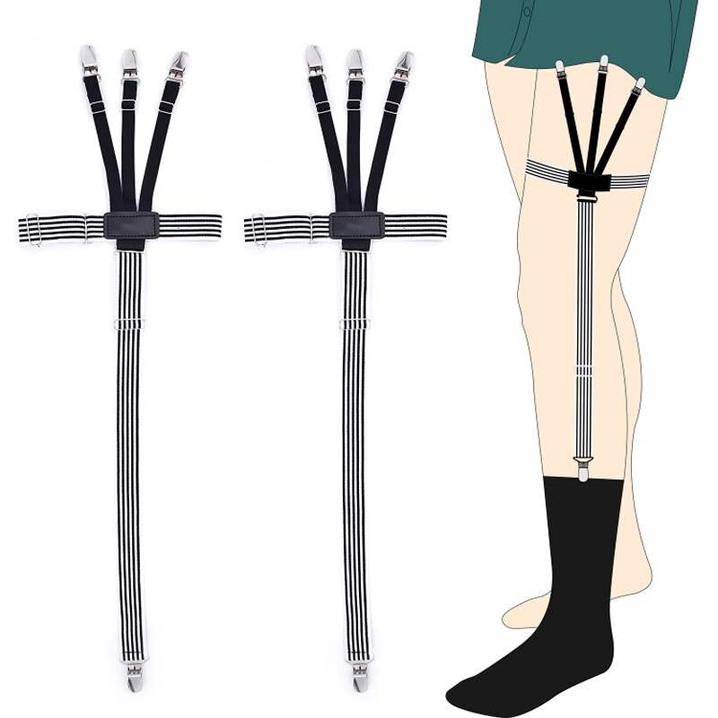 Man's Garters Shirt Stays Skirt Holder Gentleman's Leg Suspenders Shirt Braces Elastic Uniform Strap Shirt Garters: Maroon