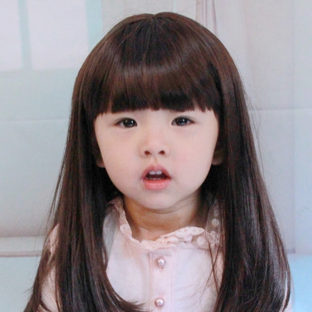 Synthetic Heat Resistant Fiber Straight Child Hair Brown/black Children Wig