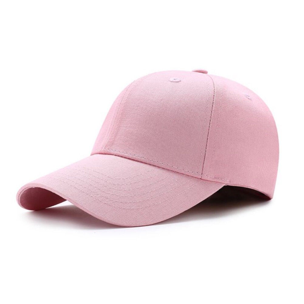 Mænd kvinder almindelig buet solskærm baseball cap hat ensfarvede justerbare kasketter: Lyserød