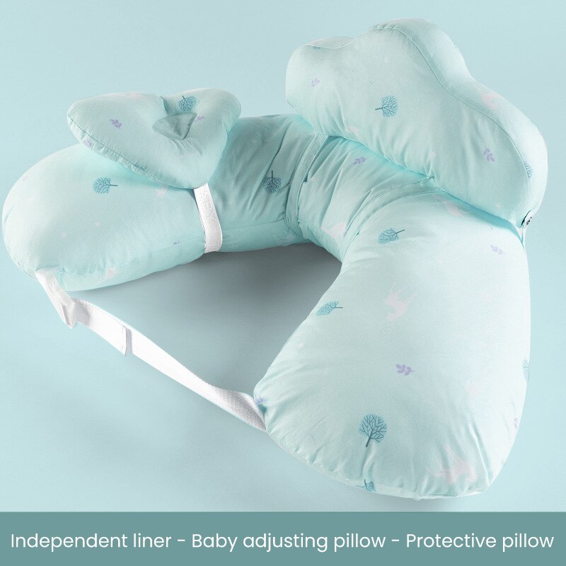 Almohada brillante de algodón para bebé, almohada de lactancia de color, almohada de maternidad para bebé, almohada de alimentación para bebé: B-Light blue