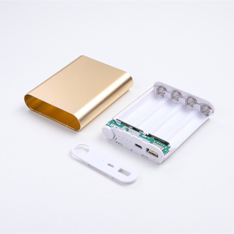5 Colors Metal Power Bank DIY Kit Storage Case Box Free Welding Suit 4X 18650 Battery 5V 2.1A USB-C External Charger Smart Phone: gold
