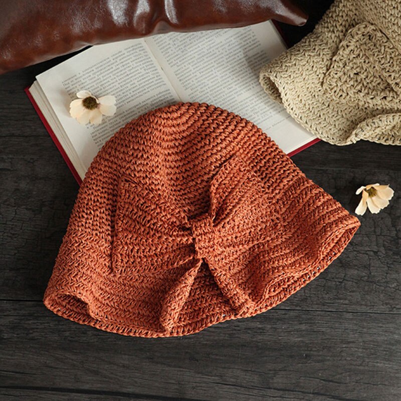 Novedad, sombrero de ala y lazo para verano, sombrero de verano plegable de ala ancha, sombrero de paja flexible, sombrero de playa para verano para mujeres y niñas BN99