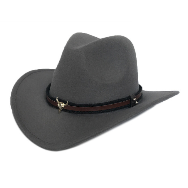 Womens Mens Hat Cowgirl Cowboy Wild West Hats Western Headwear Wide Brim Cap Western Decor Wild West Felt Hat Cowboy Party: Grey