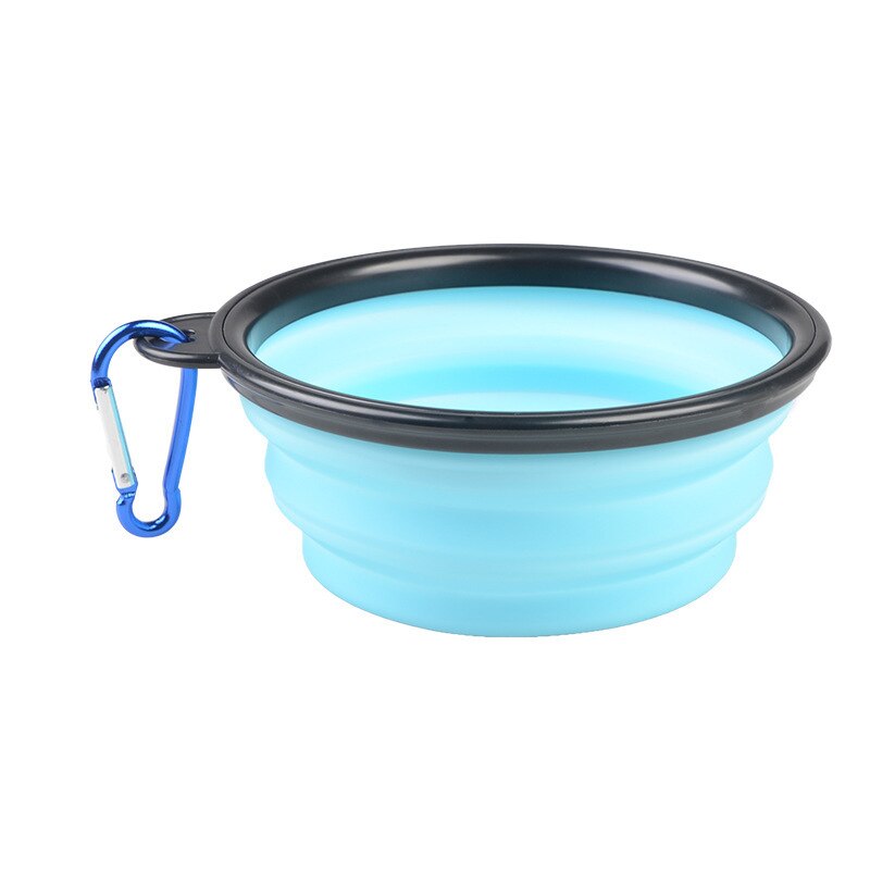 Bol de Perro Plegable de silicona Plegable para viaje Gato tazón de alimentación de agua para perros tazón de viaje Plato Plegable: Azul cielo