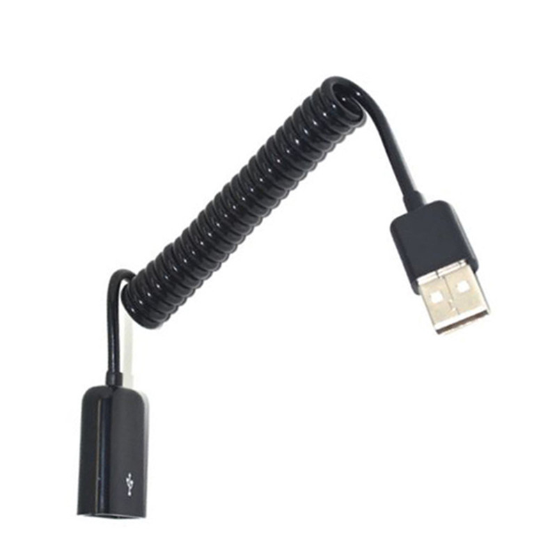 Coiled Spiraal Kabel Usb 2.0 Man-vrouw Extension Adapter Cable Cord Black