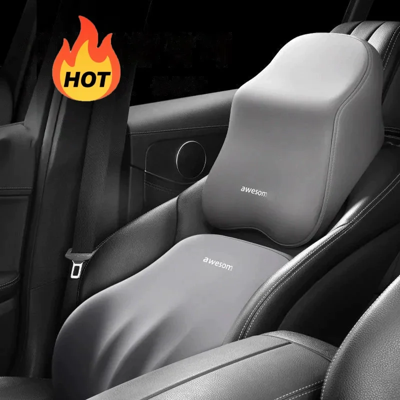 Reposacabezas de coche, almohada para el cuello, soporte lumbar, soporte lumbar, almohadilla lumbar montada en el coche, soporte lumbar, cojín de asiento de algodón con memoria