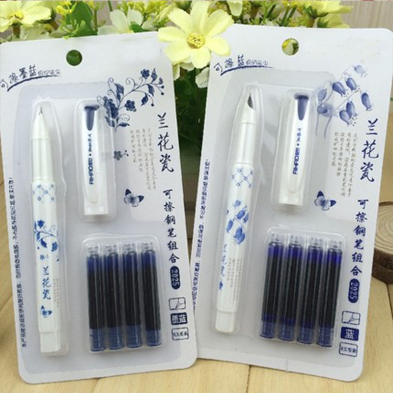 Chinese Style Orchid Porcelain Erasable Fountain Pen With Ink Sac Calligraphy Pens For Writing Office School Supply Stationery