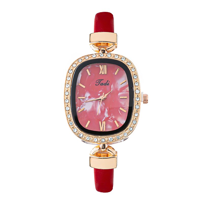 Vrouwen Horloges Armband Sterrenhemel Dames Armband Horloge Marmer Casual Lederen Quartz Horloge Klok Relogio Feminino: Rood