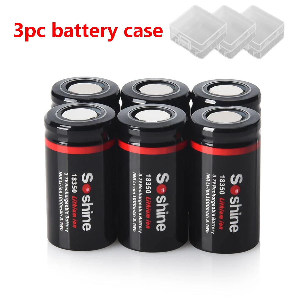 Soshine Li-Ion 18350 Akku 3,7 V 1000 mAh wiederaufladbarer Lithium-Akku 1000 mAh Akkus für Kamera-LED-Taschenlampen Türklingeln: WHITE
