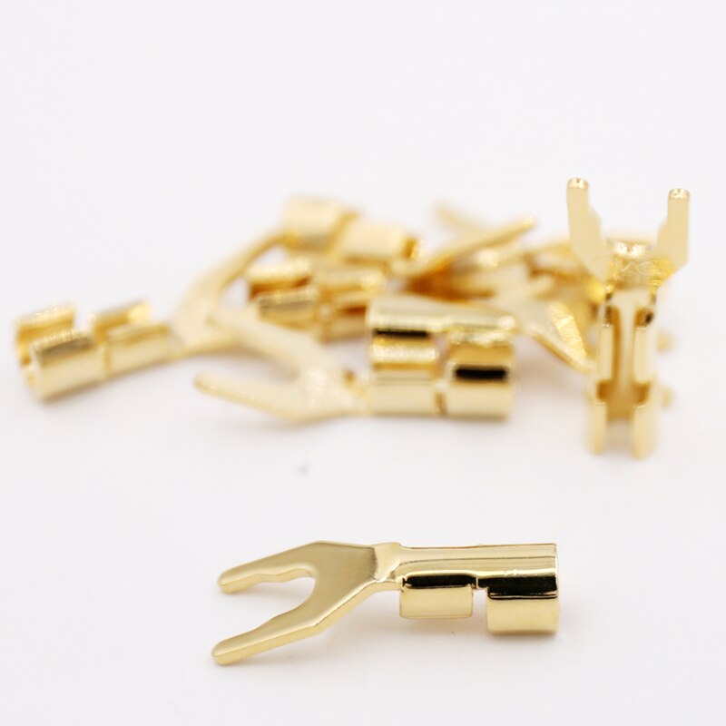 8pcs Hifi audio 24K gold plated U-Plug Y Spade for Speaker cable