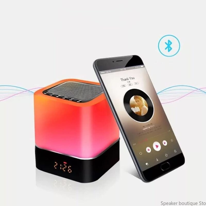 Led Kleurrijke Licht Bluetooth Speaker Draagbare Usb Nachtlampje Wekker Draadloze Audio