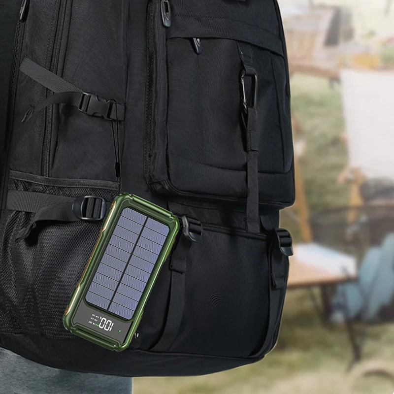 200000mAh 4 in 1 Built in Cables Solar Emergency Power Bank Large Capacity Intelligent Digital Display Power Supply for iPhone