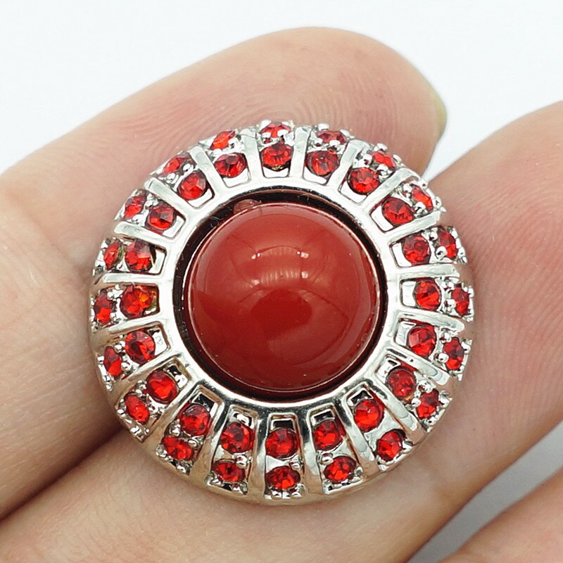 KZ1379 Beauty Red rhinestone Round 20MM snap buttons fit snap jewelry