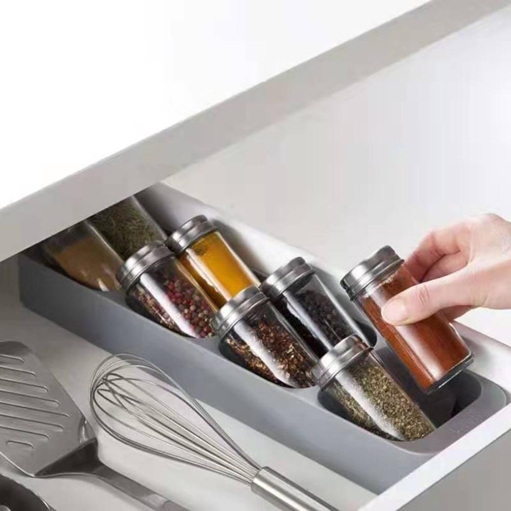 Skuffe med otte åbninger krydderier krydderi flaske opbevaringsholder 8 gitter digel opbevaring organizer krydder tank køkken organizer