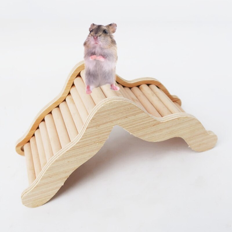 Hamster Climbing Ladder Hideout Wooden Wavy Ramp Bridge for Guinea Pigs Hedgehog Mouse Sugar Glider Squirrel Chipmunk