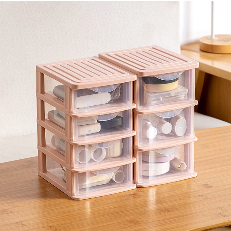 3 Layers Drawer Storage Box Desktop Cosmetic Storage Case Transparent Dustproof Jewelry Makeup Holder Home Office Organizer