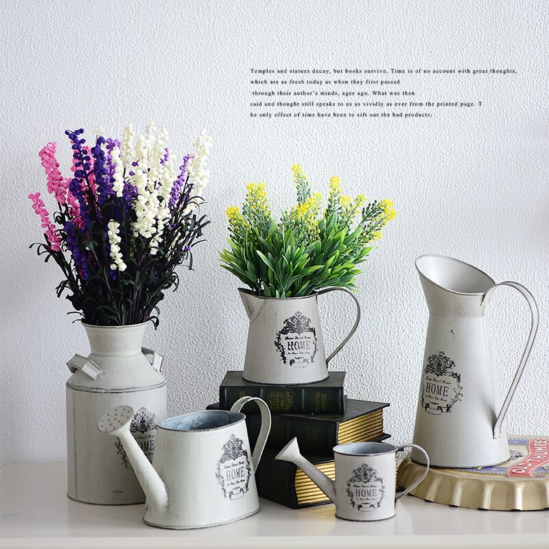 French Idyllic Iron Flowerpot Decoration Living Room Bedroom Flower Arrangement Bucket Cafe Flower Shop Flower Appliances