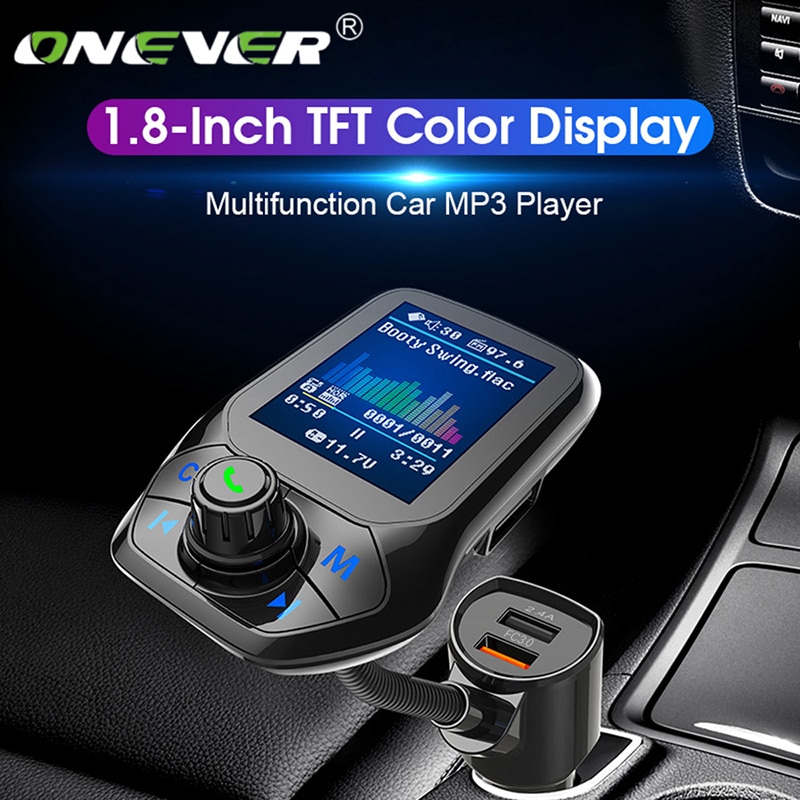 Onever Bluetooth 5.0 Fm-zender Auto Modulator Voiture MP3 Radio Speler Ontvanger Dubbele Usb Lader QC3.0 Lossless Muziek