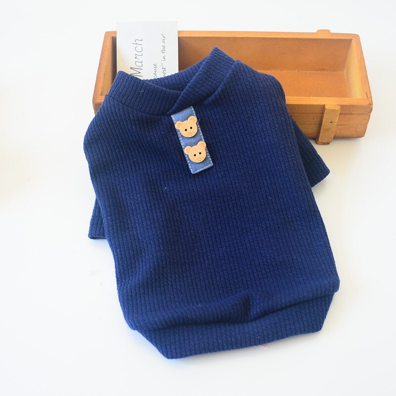 T-shirt carlin pour animaux de compagnie, pull manteau vêtements pour chiens Yorkshire Terrier Costumes chiot t-shirt à capuche pour chiens Chihuahua bouledogue français: dark blue / S