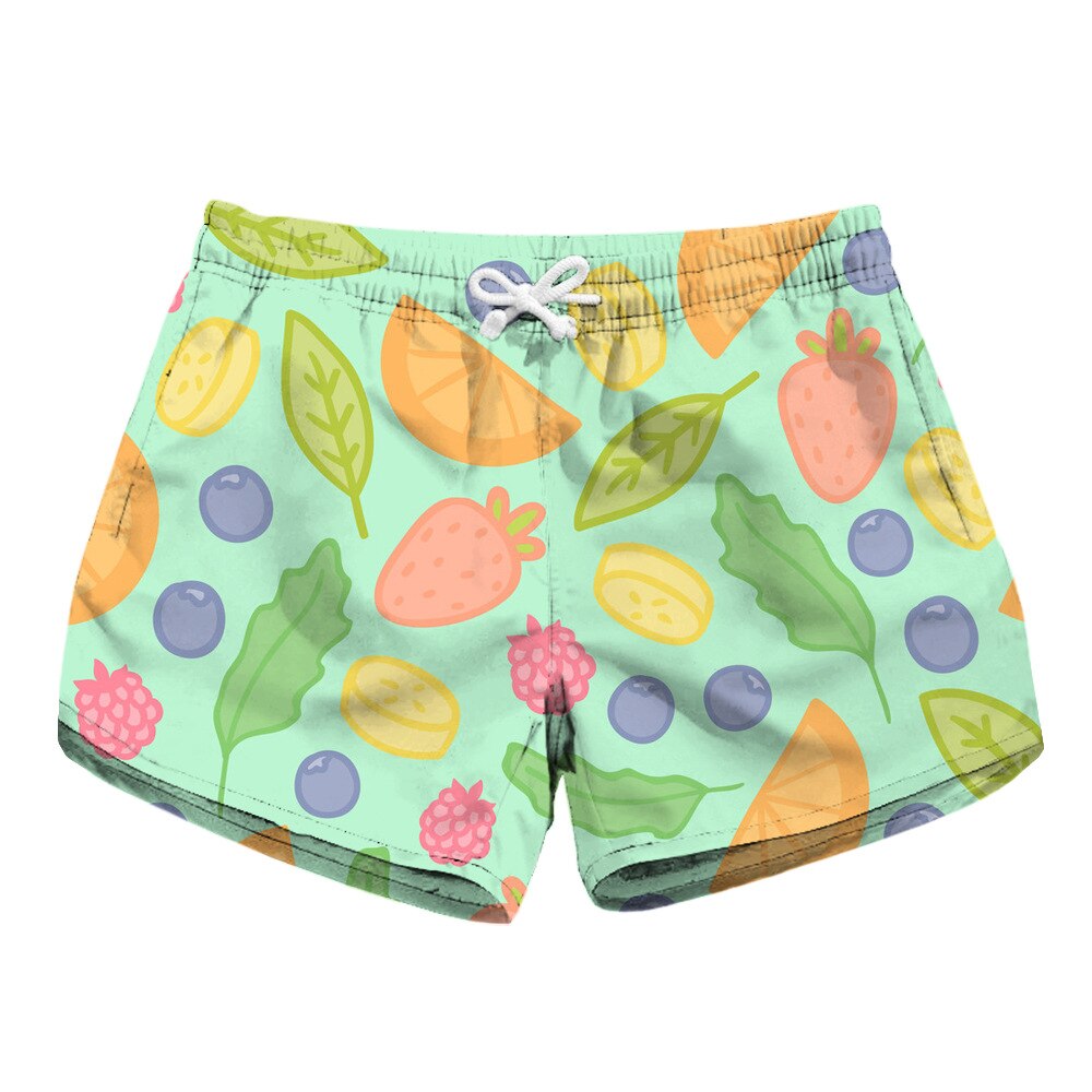 Pantalones cortos de playa para mujer, Shorts deportivos finos con estampado 3D de fruta para surfear, natación, Surf, vacaciones, bañadores femeninos: TYLbp-H017 / XL