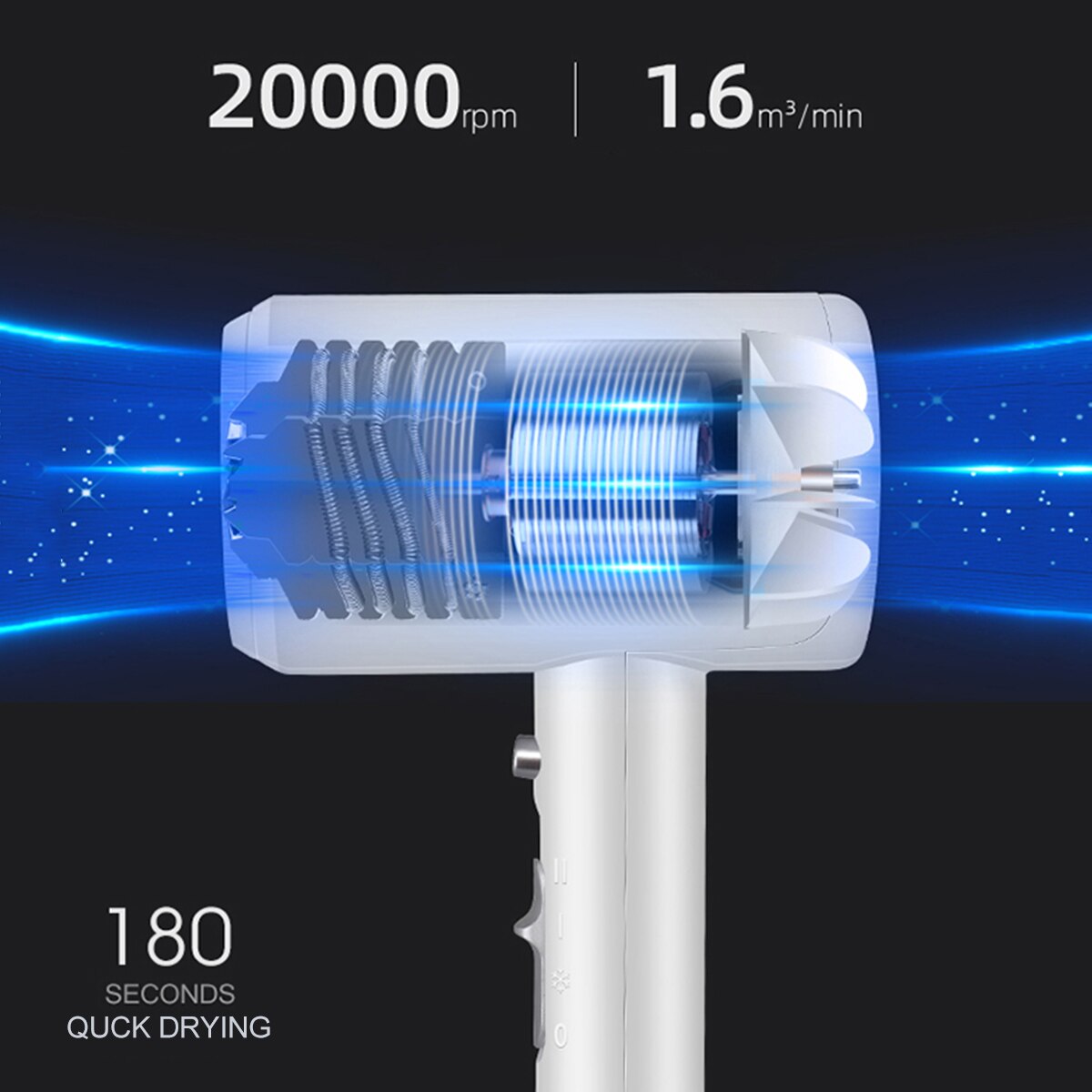 Mini secador de pelo portátil de 3000W, secador de pelo iónico de salón, secador de pelo, máquina de protección de temperatura de Viaje + difusor