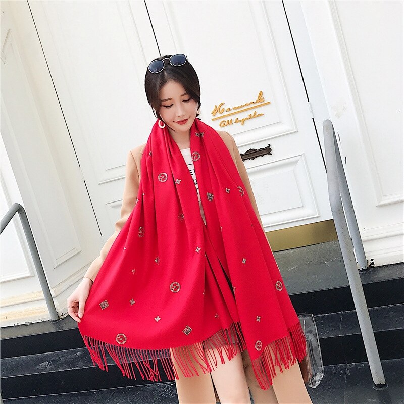 Winter Warm -drilling Scarf Women Pashmina Shawl Cashmere Solid Scarves Blanket Shawls scarf female stole