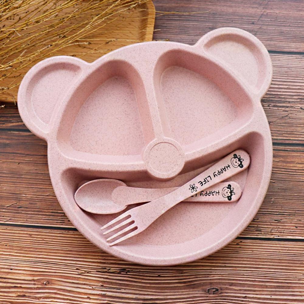 Fractal Bear Kids Plate Set Easily Attract Kids' Attention Increase Eat Interesting For Children 1 Set