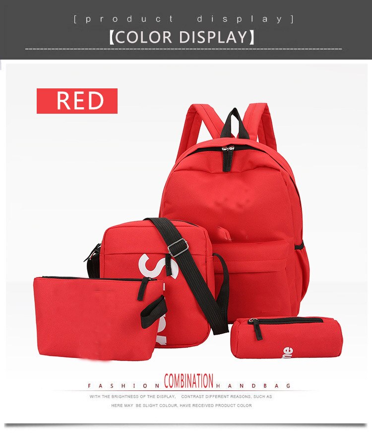 Men's and Women's School Bag Korean Version of the Oxford Fabric College Wind Backpack Campus Leisure Wild Middle School: Red