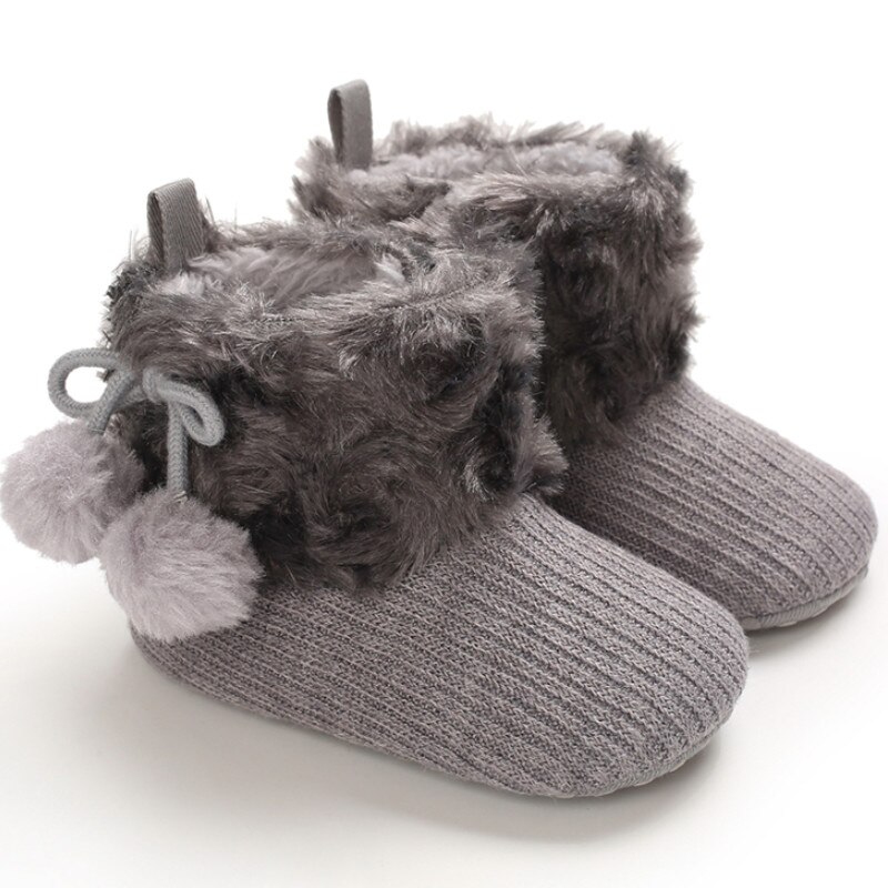 Winter Baby Schuhe, Einfarbig Weichen Bequemen Hairball Anti-Unterhose Prewalker Baumwolle Stiefel für freundlicher: 3 / 13