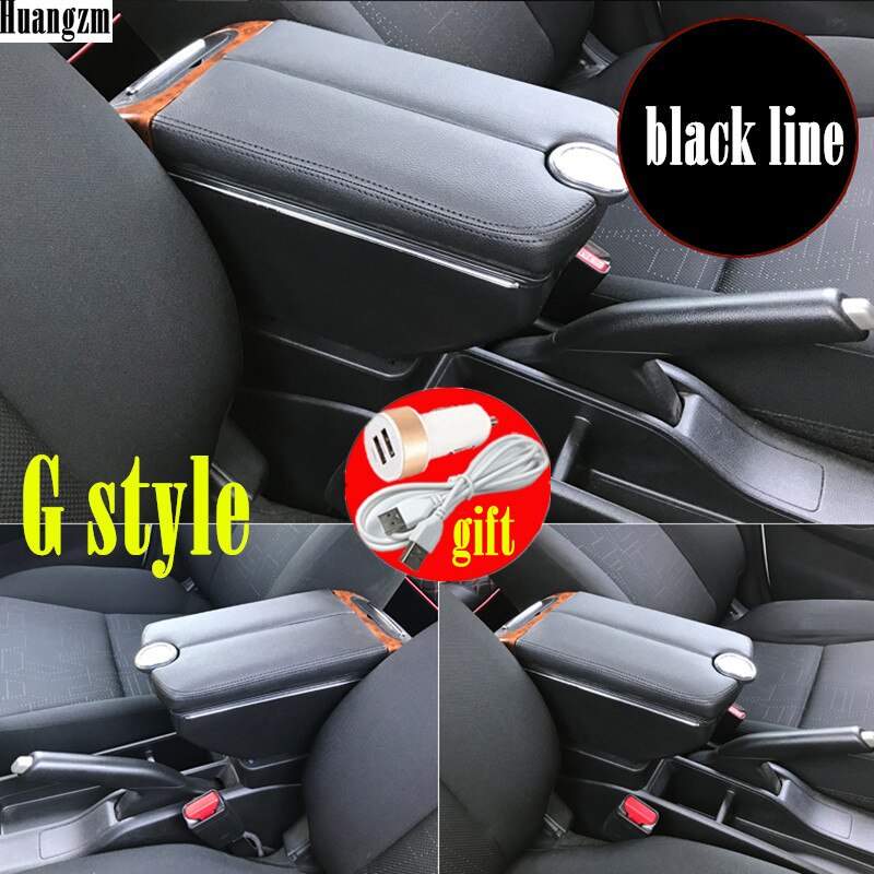 For mitsubishi Attrage armrest box Double doors open 7USB Centre Console Storage Box Arm Rest: G Style All black