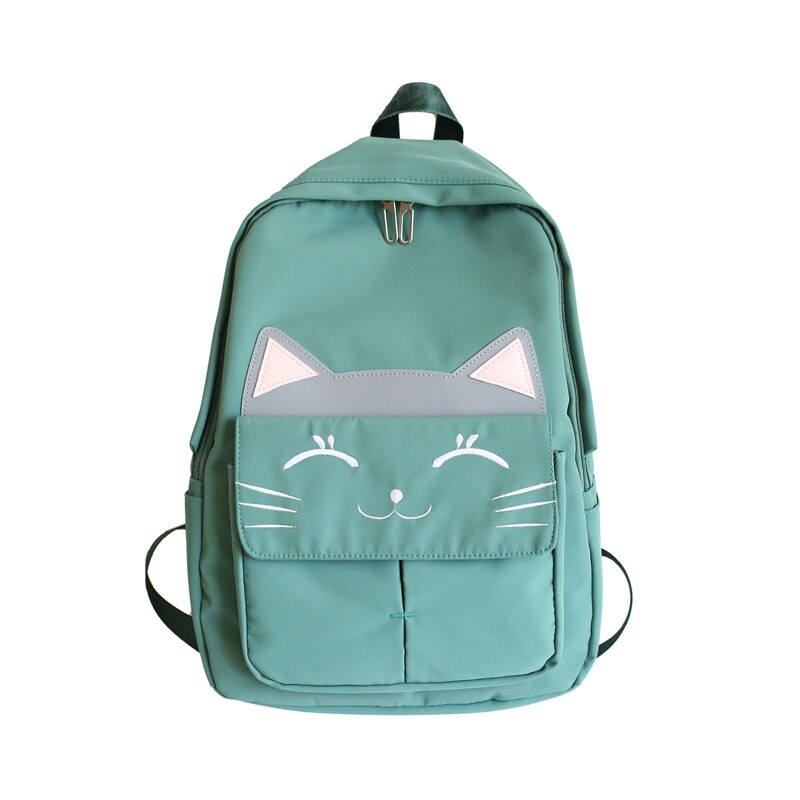 Nette Katze Schule Taschen Schul Teenager Mädchen freundlicher Reflektierende Rucksäcke Collage Studenten Buch Reise Rucksack XA820H: Grün