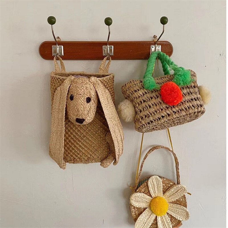 corée du sud mêmes ins vent daisy fleur sac sac de paille tissé à la main sac à main pour enfants mignon fille sac de paille