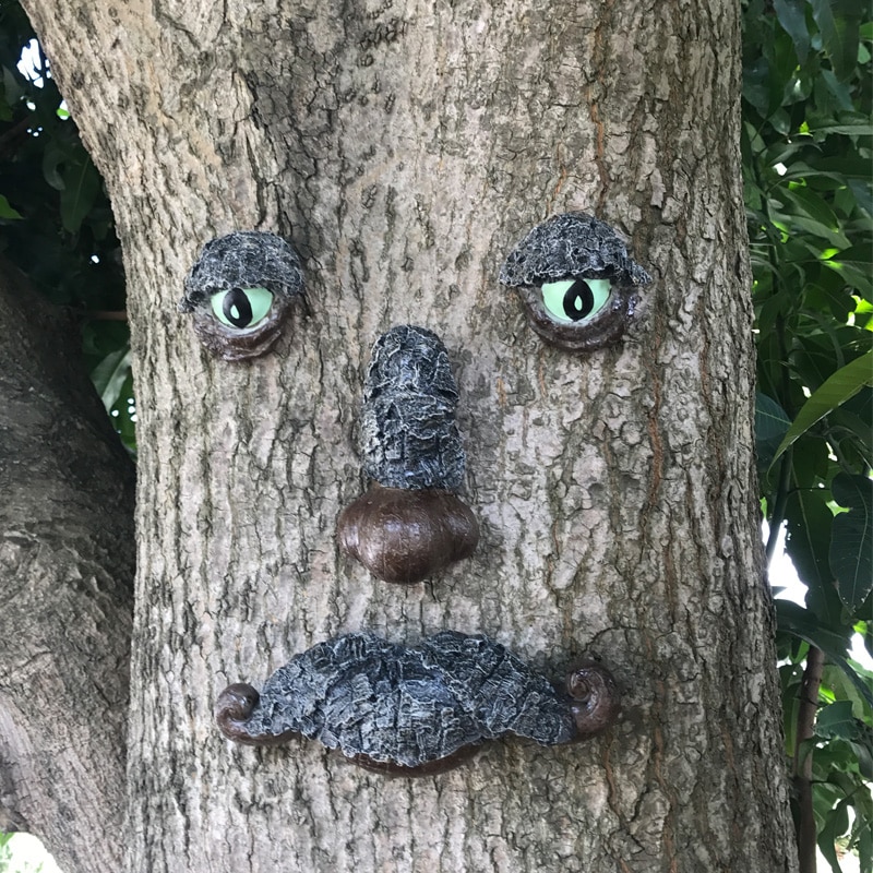 Bits og stykker gammel mand træ hugger have kigger værftet kunst udendørs træ hugger skulptur finurlig træ ansigt haven dekoration