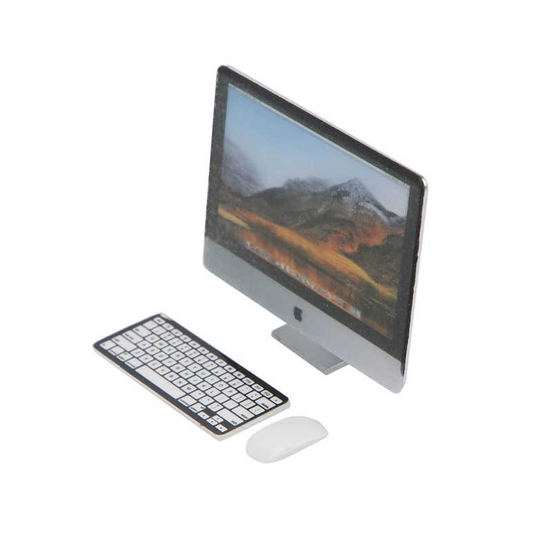 Dollhouse 1:12 1:12 Miniature Computer Set Screen Keyboard Mouse Simulation Dollhouse Accessory For Kid Children Dolls