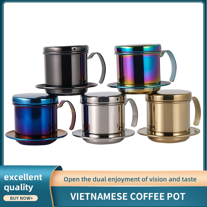 Vietnam Stijl Koffie Filter Mok Cup Kruik Rvs Metalen Koffie Drip Cup Filter Maker Zeef Koele Perfecte Coffeeware