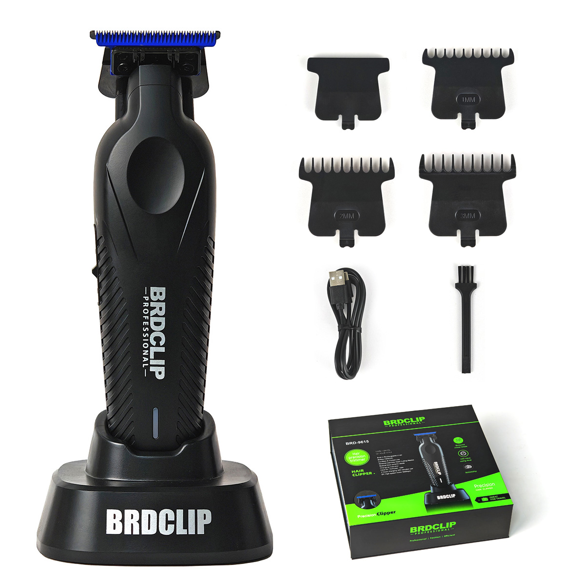 BRDCLIP BRD9615 9000PRM Professionele heren Tondeuse Kapper Afwerking Elektrische Tondeuse DLC Blue Blade Haar Snijmachine: Bruin
